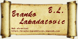 Branko Lapadatović vizit kartica